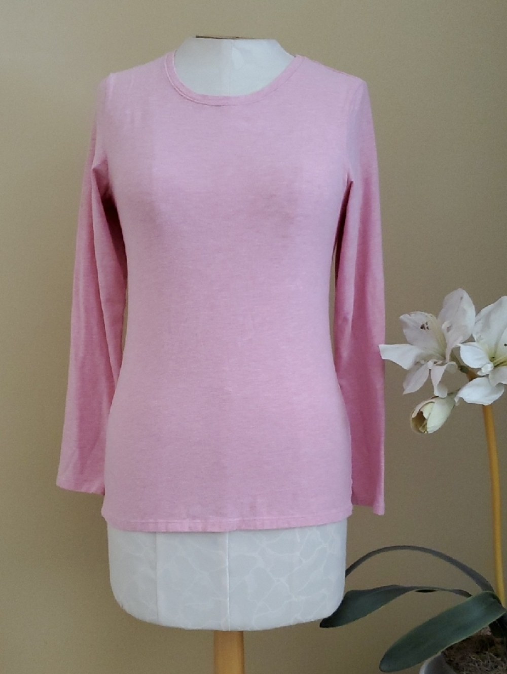 Felina Light Pink Long Sleeve Crewneck Top